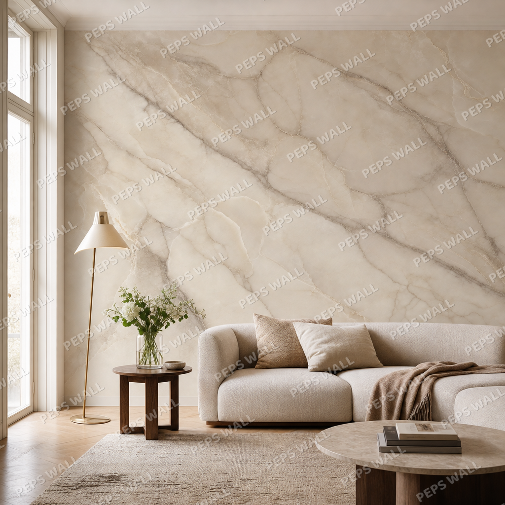 Spa Marble Veil living room wallpaper - custom mural printed and installed in Dubai