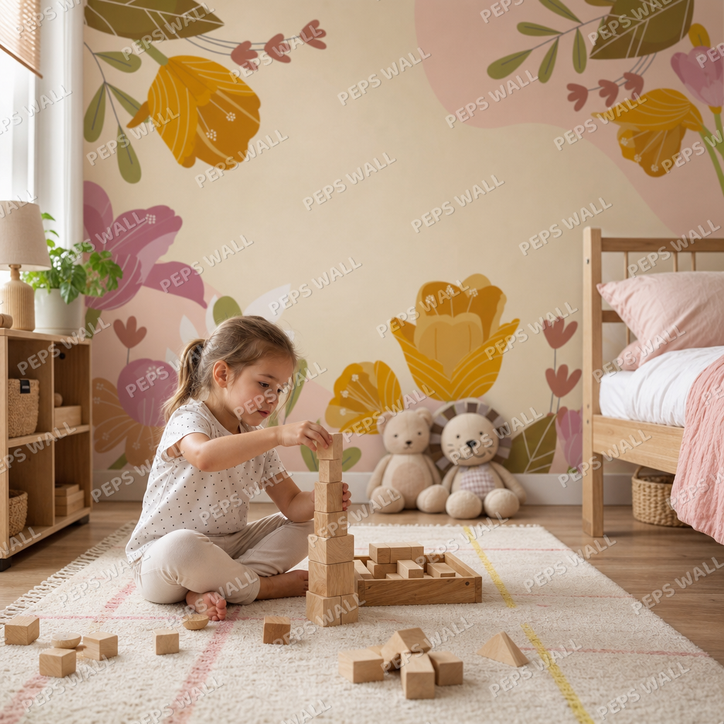 Spring Background kids room wallpaper - custom mural printed and installed in Dubai