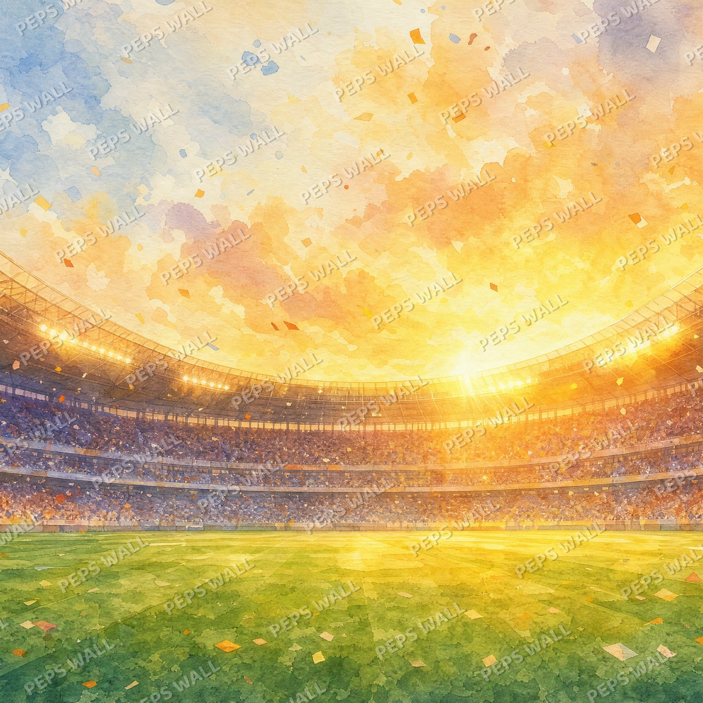 Stadium Lights - Watercolor wallpaper design