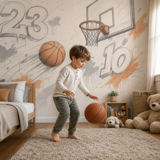 Street Court wallpaper in a Dubai kids bedroom - Peps Wall