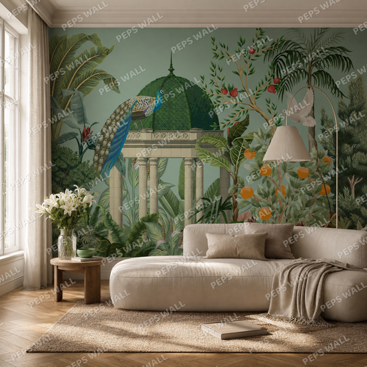 Sundar living room wallpaper - custom mural printed and installed in Dubai
