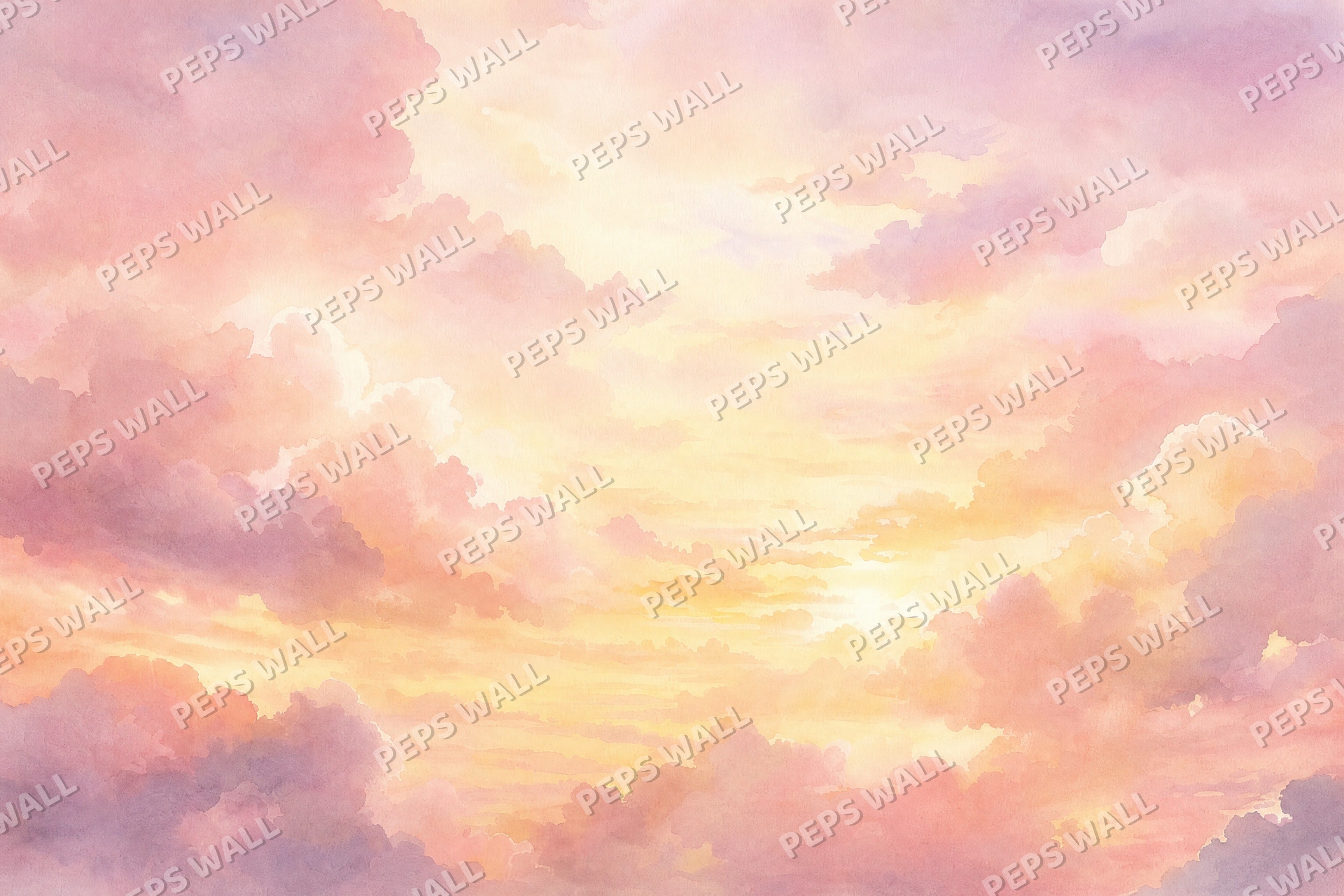 Sunset Clouds - Blush Gold full wall mural design