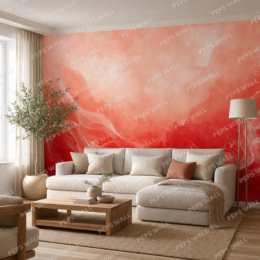 Crimson Horizon wallpaper in a Dubai living room - Peps Wall