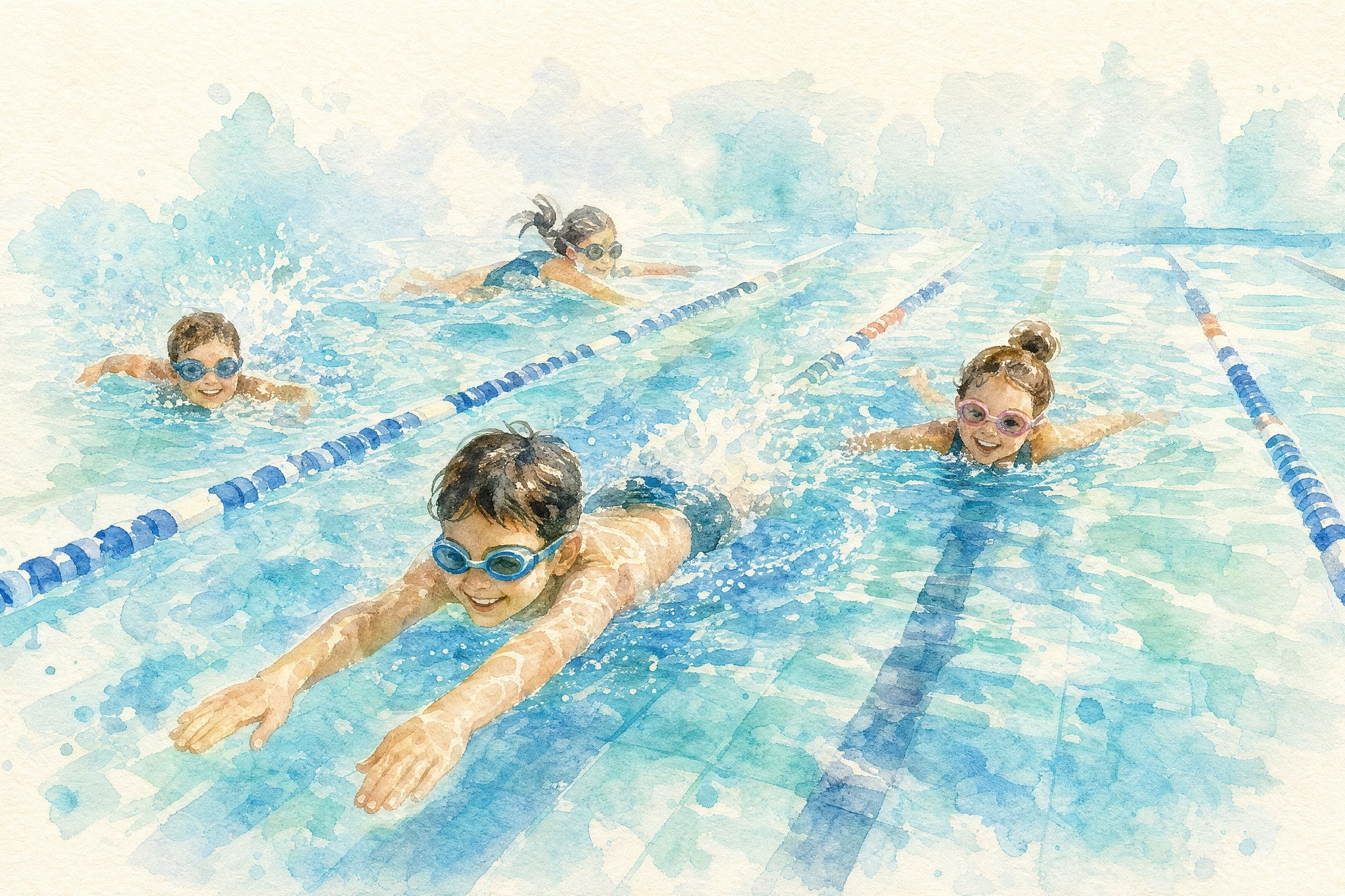 Swimming Splash - Watercolor