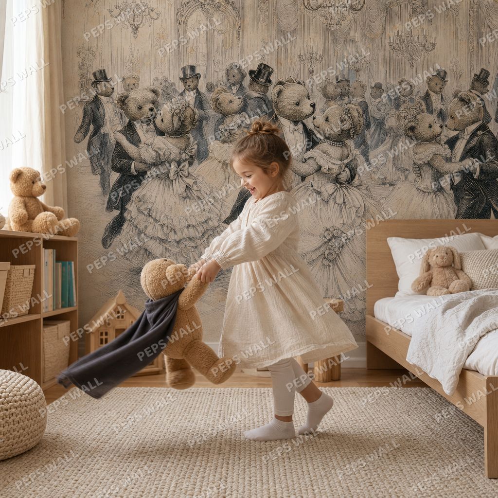 The Teddy Ball wallpaper in a Dubai kids bedroom - Peps Wall