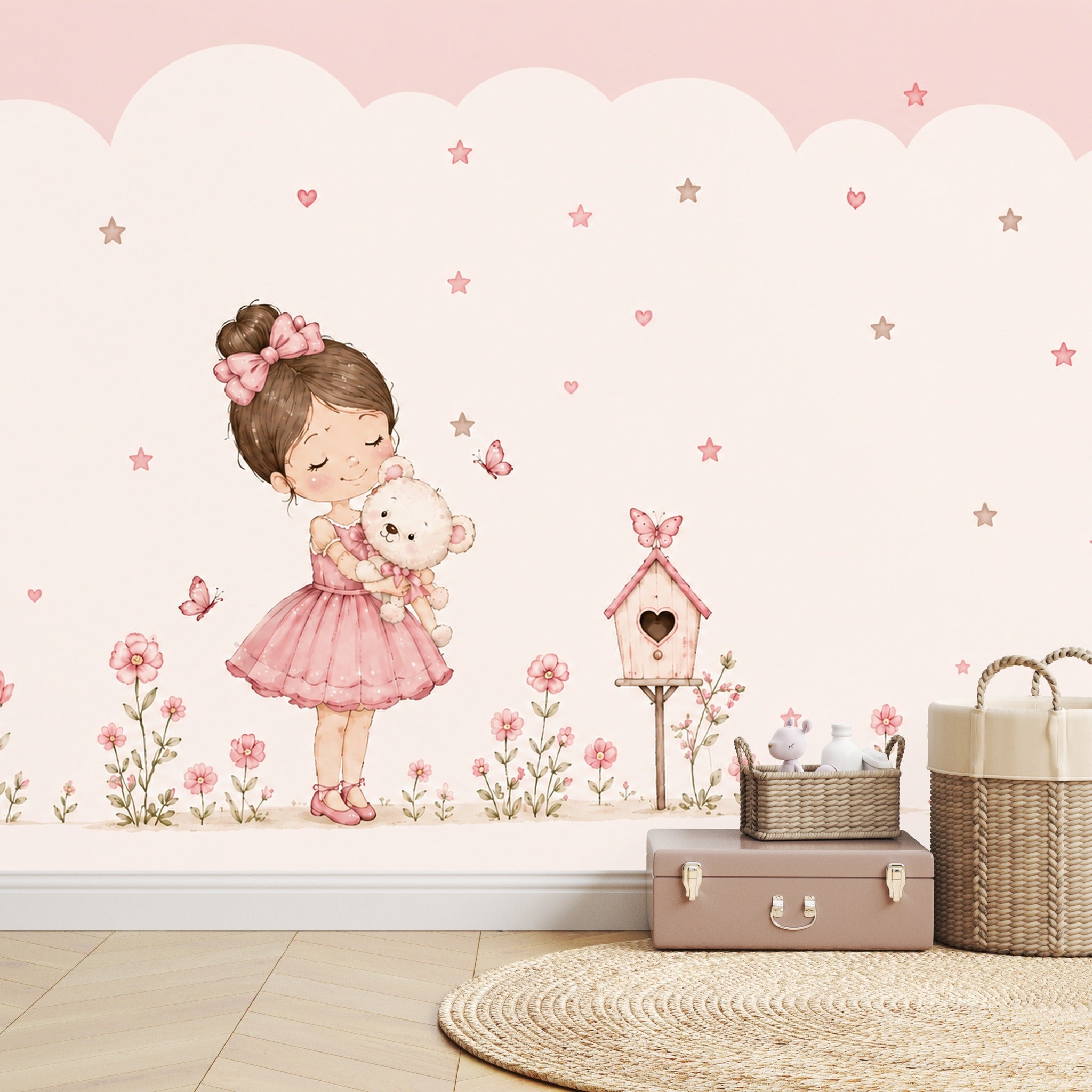 Teddy Bear Garden Dreams — teddy bear wallpaper Dubai, Peps Wall