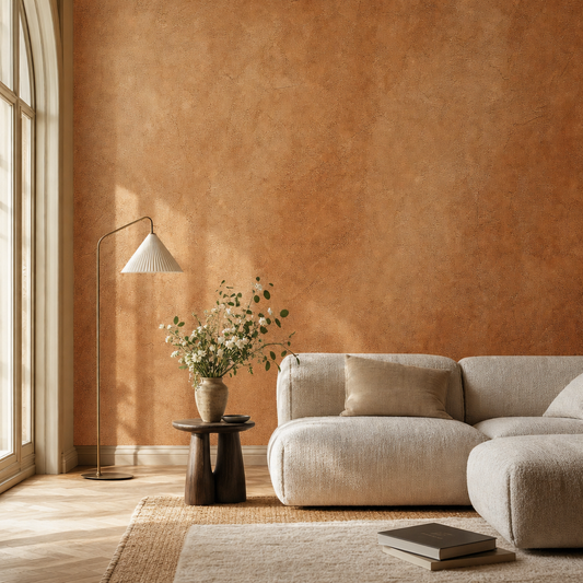 Terracotta Clay Texture living room wallpaper - custom mural printed and installed in Dubai