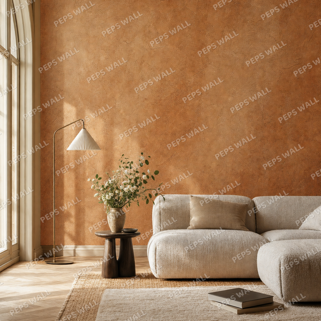 Terracotta Clay Texture living room wallpaper - custom mural printed and installed in Dubai
