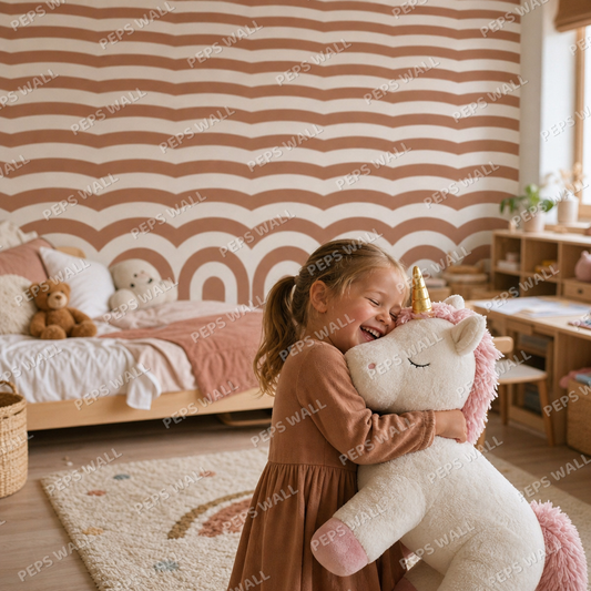 Terracotta Rainbow kids room wallpaper - custom mural printed and installed in Dubai