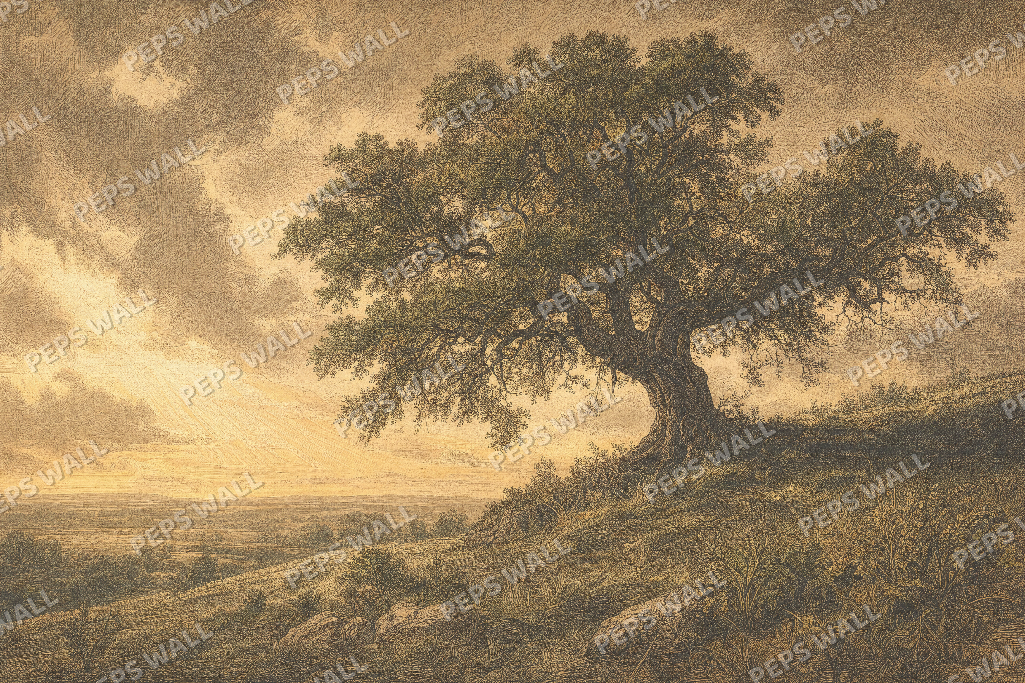 The Tree on the Hill - made-to-measure wall mural design by Peps Wall Dubai