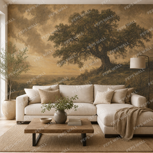 The Tree on the Hill wallpaper in a Dubai living room - Peps Wall