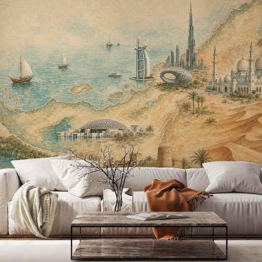 UAE Landmark Map — dubai skyline wallpaper Dubai, Peps Wall