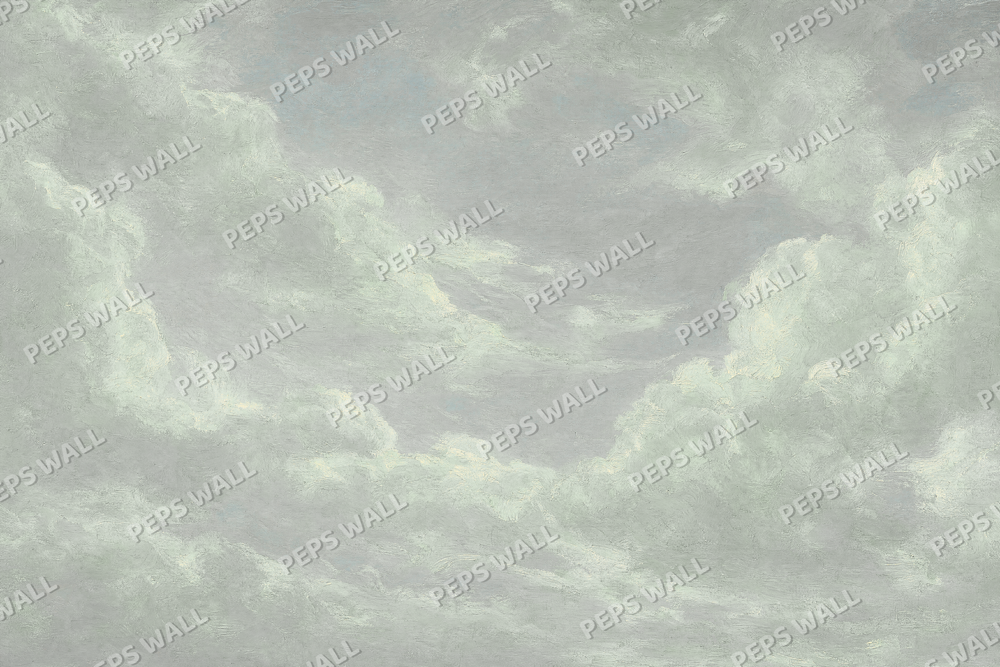 Vintage Clouds in Sage Mist - made-to-measure wall mural design by Peps Wall Dubai