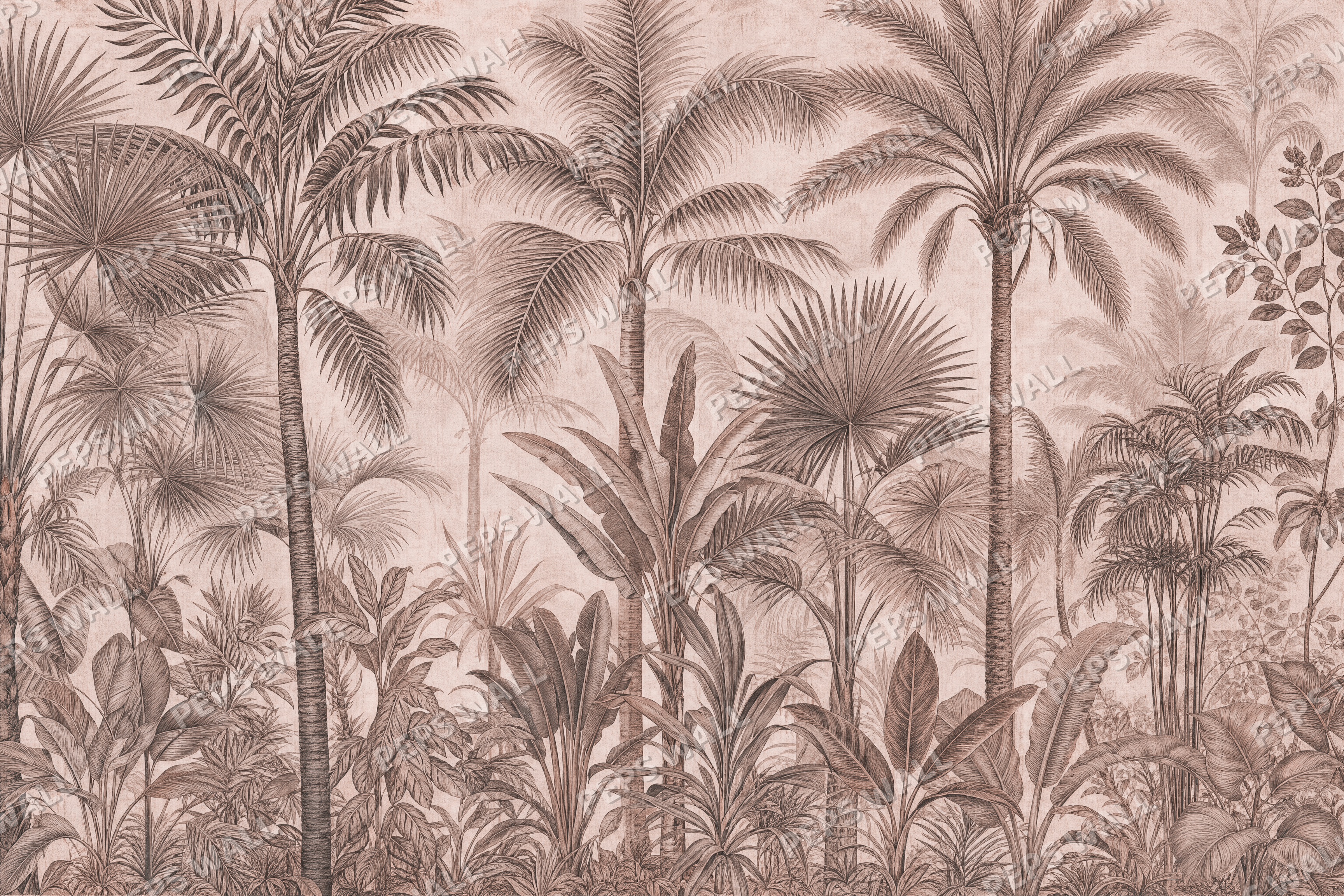 Vintage Palm Study in Terracotta - made-to-measure wall mural design by Peps Wall Dubai
