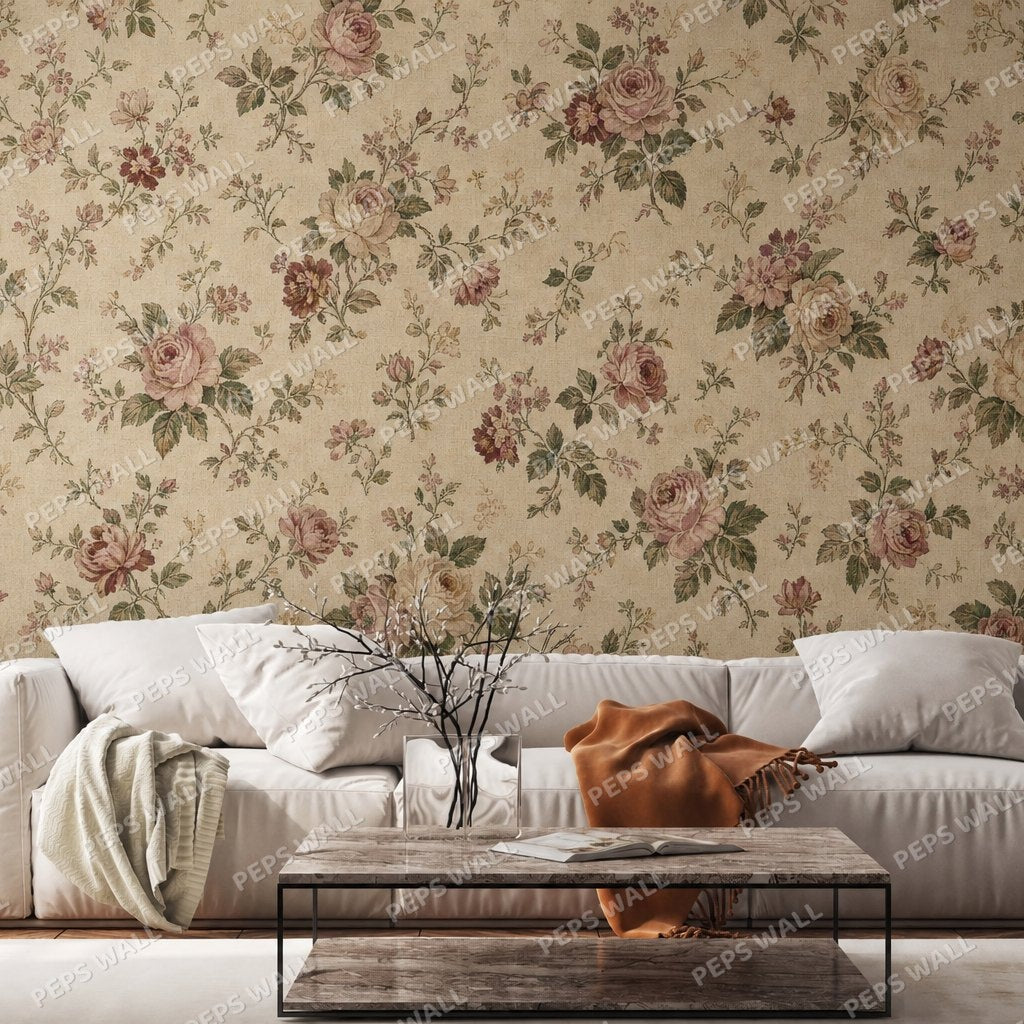 Vintage Rose Chintz — rose wallpaper Dubai, Peps Wall