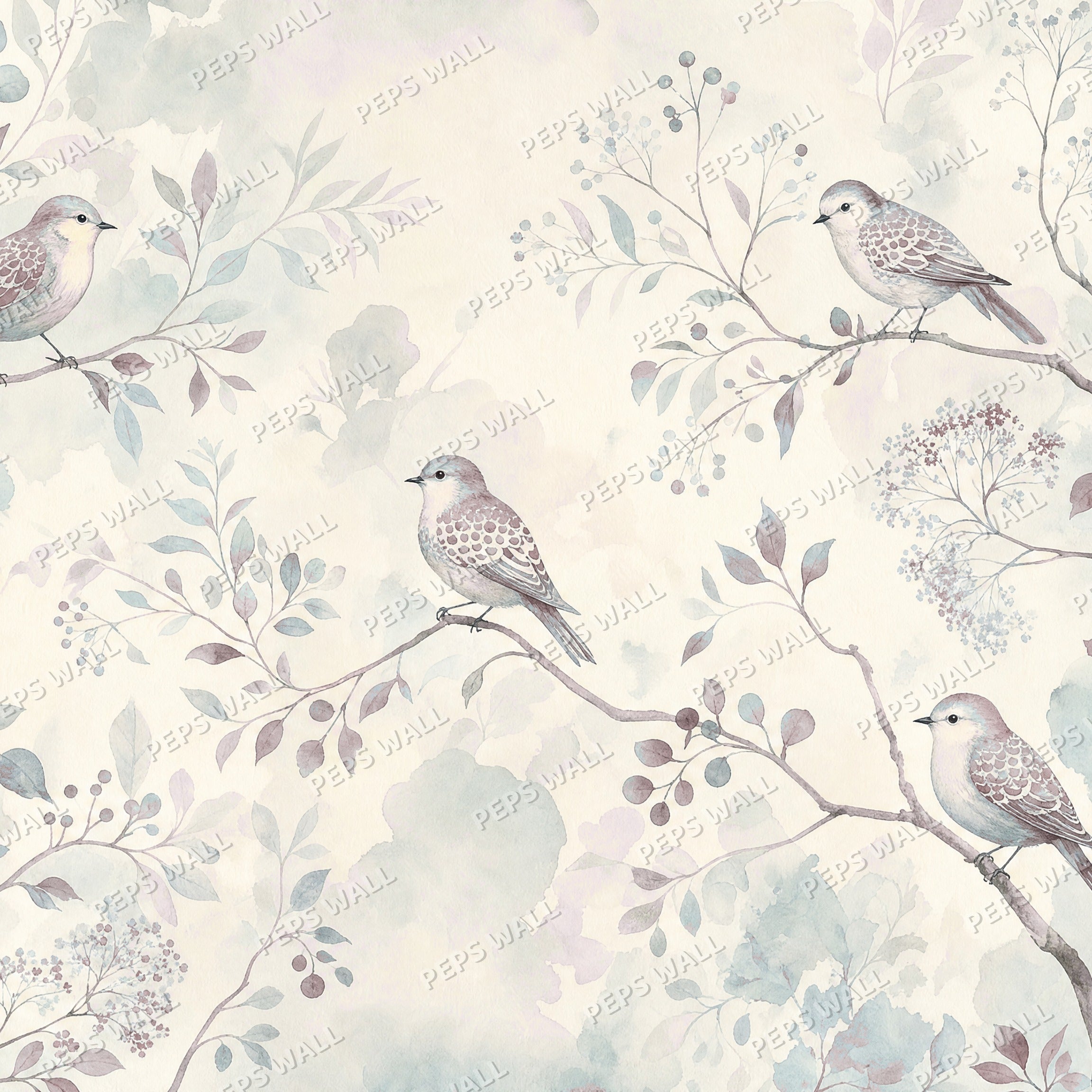 Whimsy Birds - Blush wallpaper design