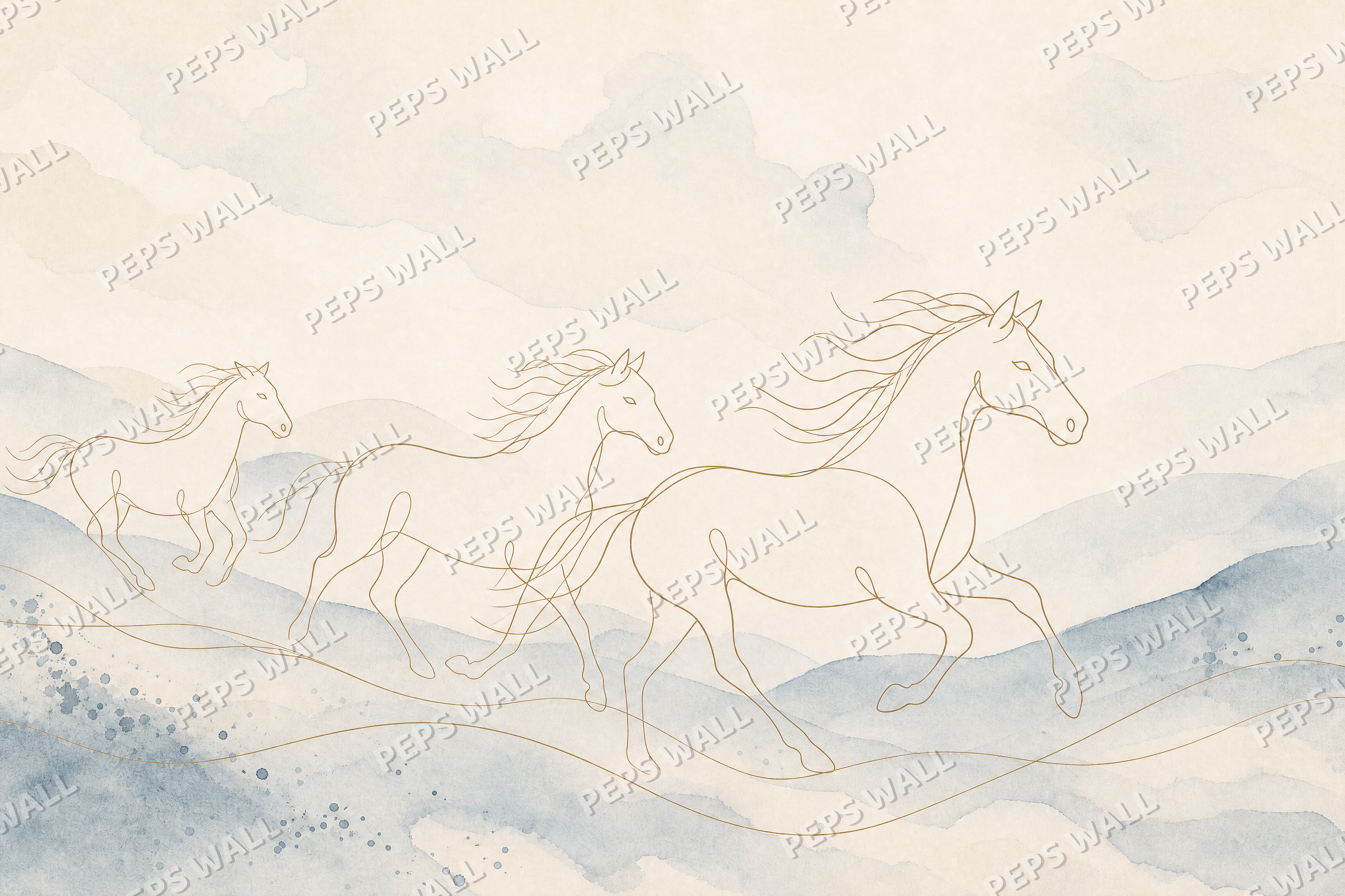 Wild Ponies - made-to-measure wall mural design by Peps Wall Dubai