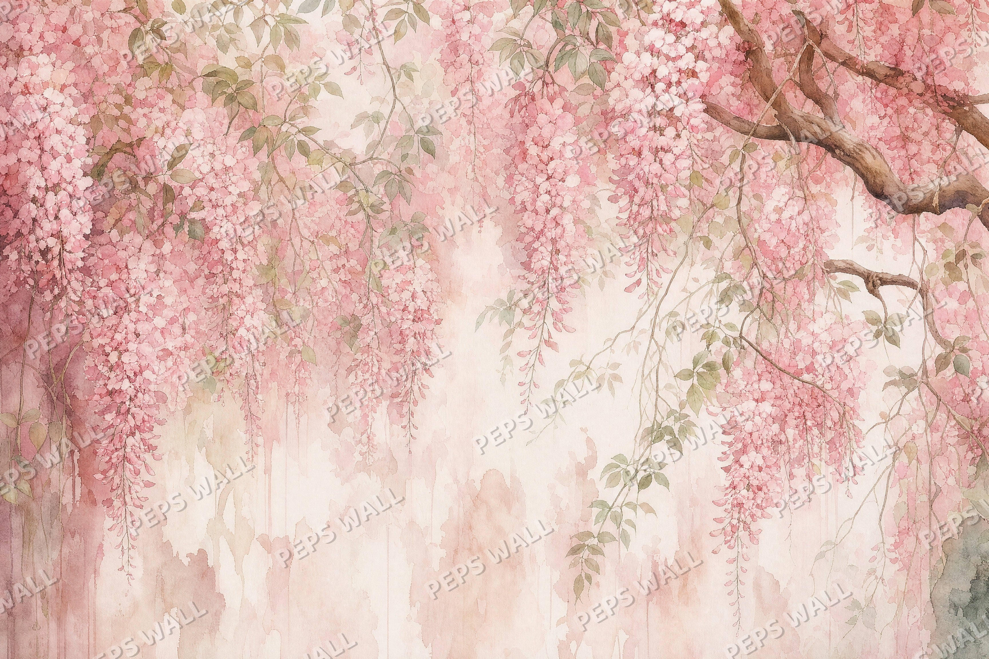 Wisteria Blush full wall mural design