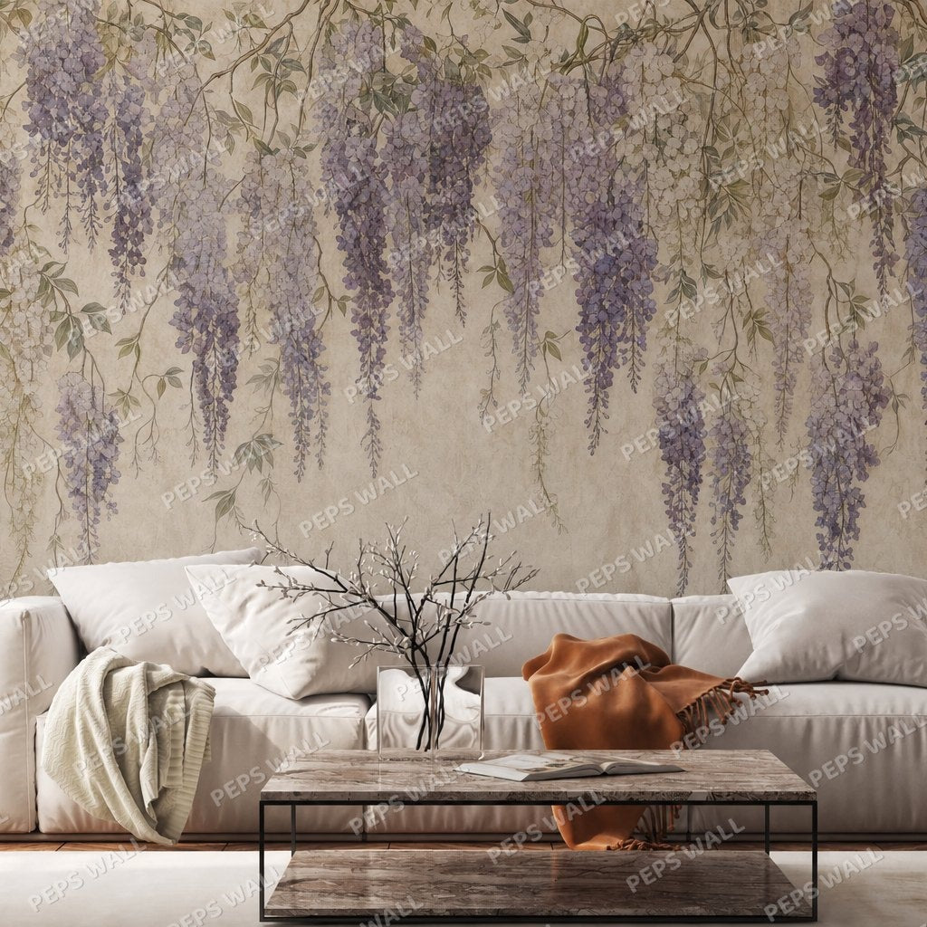 Wisteria Veil — floral wallpaper Dubai, Peps Wall