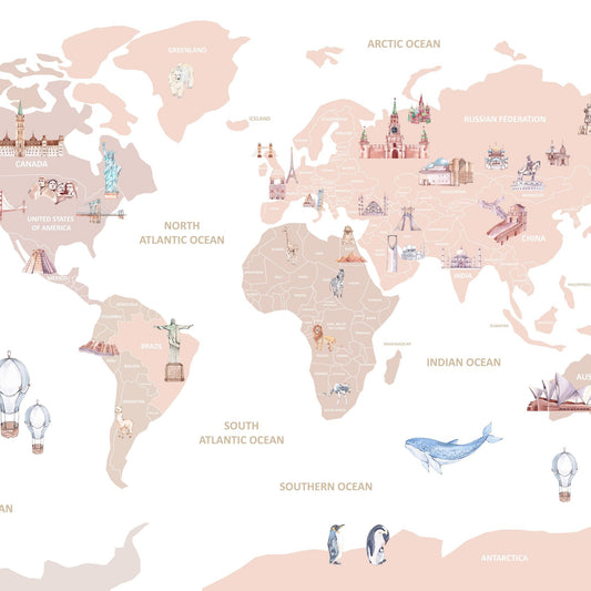 World Map with Landmarks