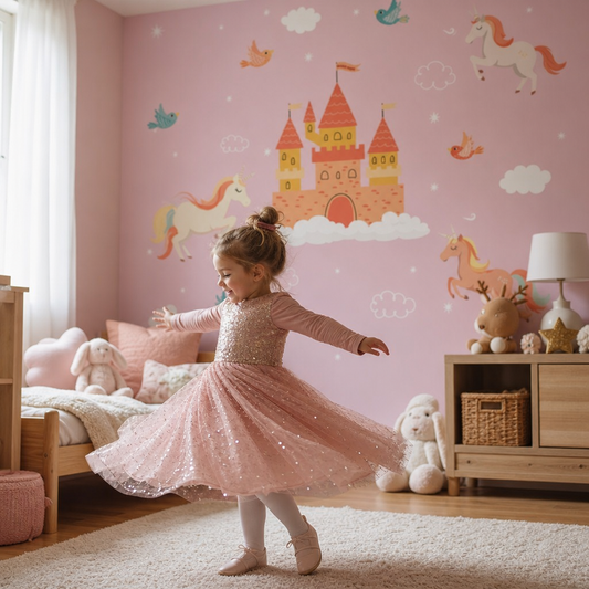 Wonder Castle kids room wallpaper - custom mural printed and installed in Dubai