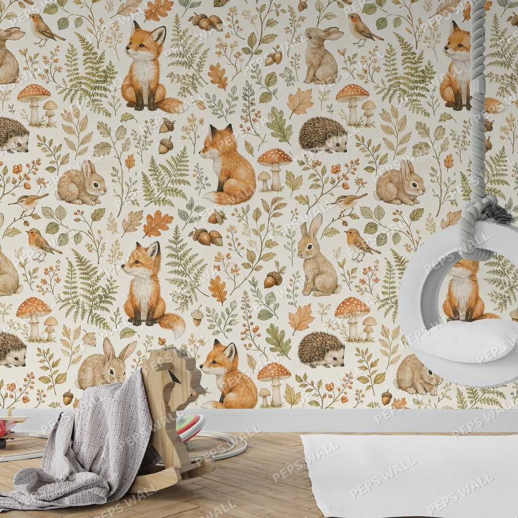 Woodland Fox — fox wallpaper mural, Peps Wall Dubai