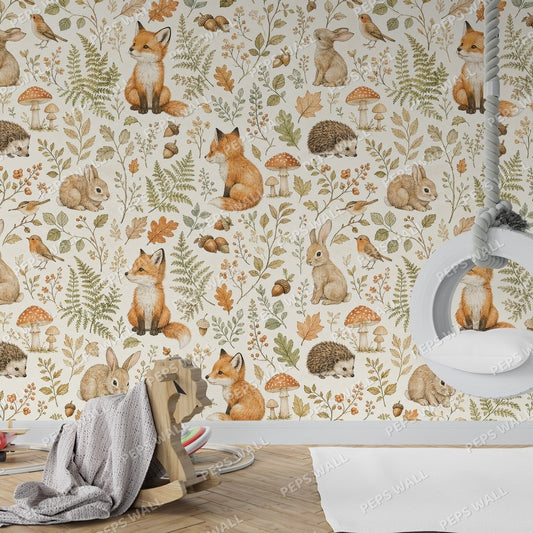 Woodland Fox — fox wallpaper mural, Peps Wall Dubai