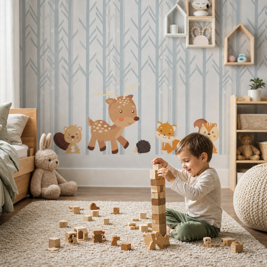 Woodland Walk kids room wallpaper - custom mural printed and installed in Dubai