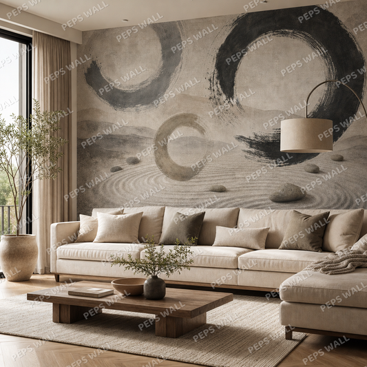 Enso Garden wallpaper in a Dubai living room - Peps Wall
